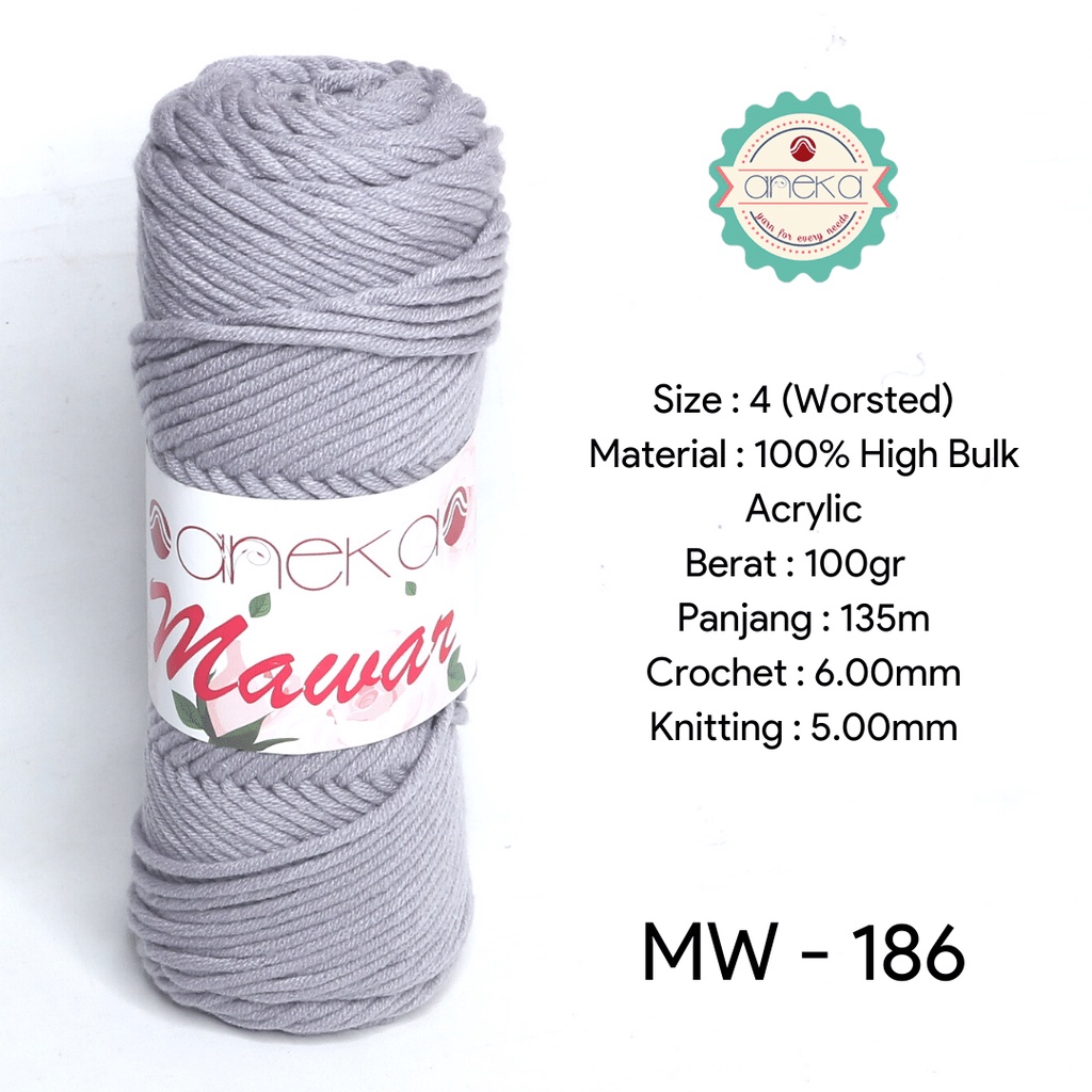 Benang Rajut Mawar / Soft Acrylic Yarn / Milk Cotton Worsted / Katun Susu - 186