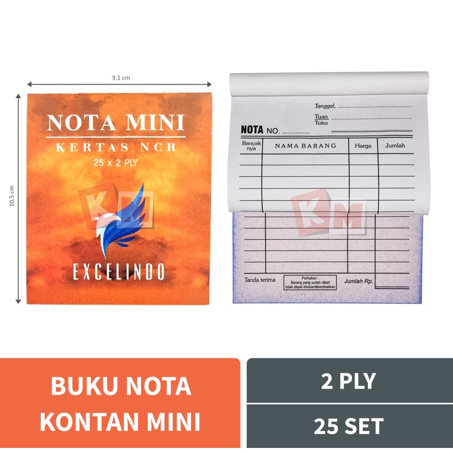 Buku Nota Kontan Mini 2 Ply Rangkap Excelindo Isi 25 Lembar NCR Kecil