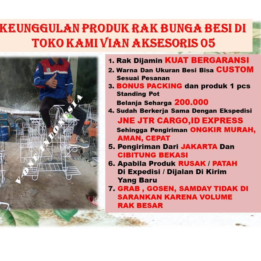 Promo Menarik--Rak Bunga Besi Susun 3 Minimalis Tanaman Hias Aglonema Bertingkat 6 Dudukan Kotak Bul