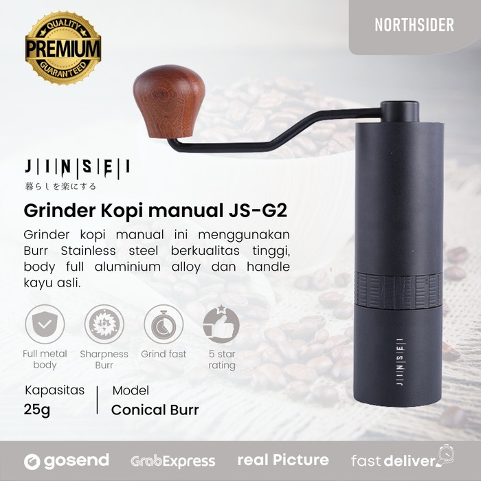 Hand Coffee Grinder Kopi Manual Metal Body Stainless Steel Burr Js-G2