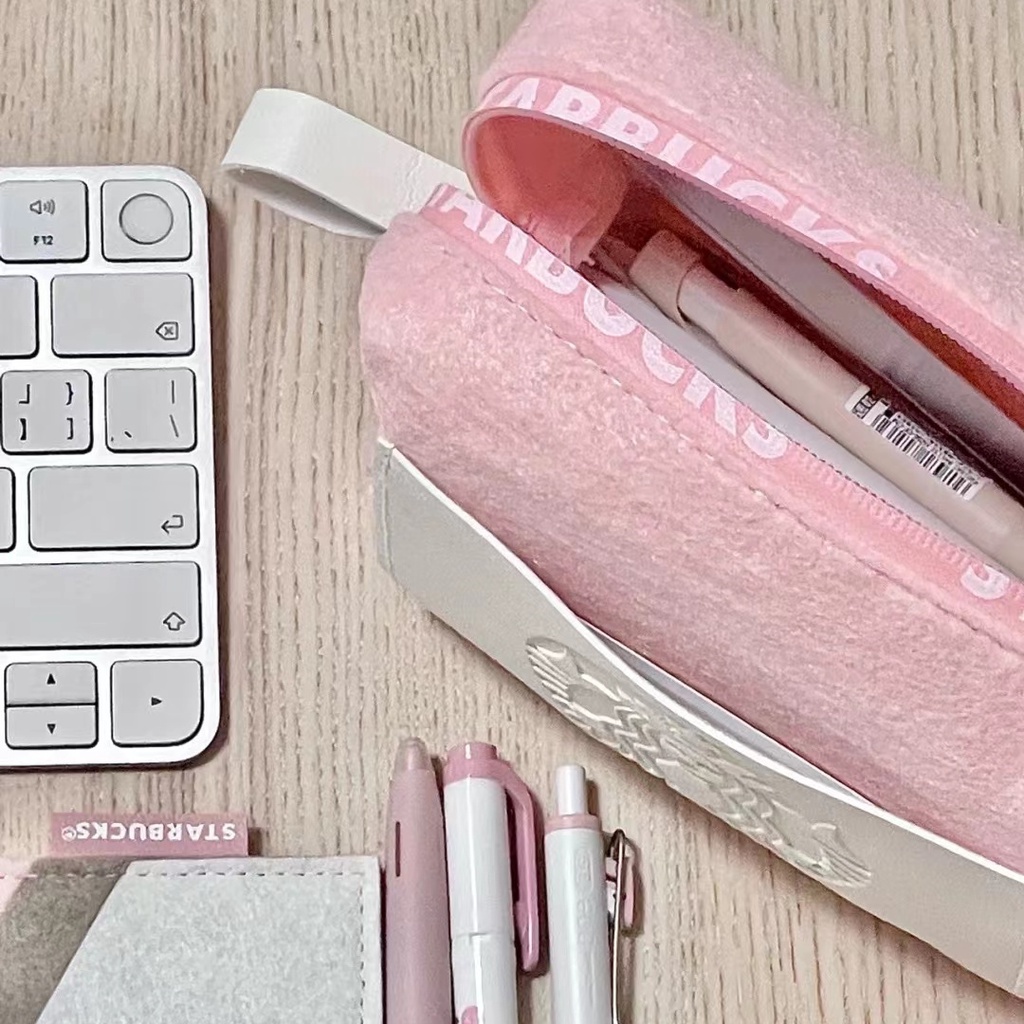 ☫✲❀Sera Sera Pink Gaya Bernilai Tinggi Kotak Pensil Kapasitas Besar Penyimpanan Tas Kosmetik Sederhana Siswa Sekolah Menengah Pertama Wanita Kotak Alat Tulis