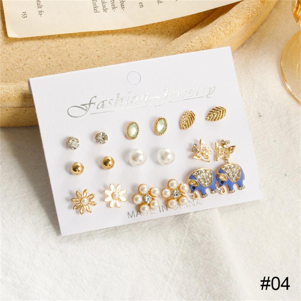 Timekey Set Anting Tusuk Mutiara Lucu Simple Kreatif Untuk Wanita V7W5