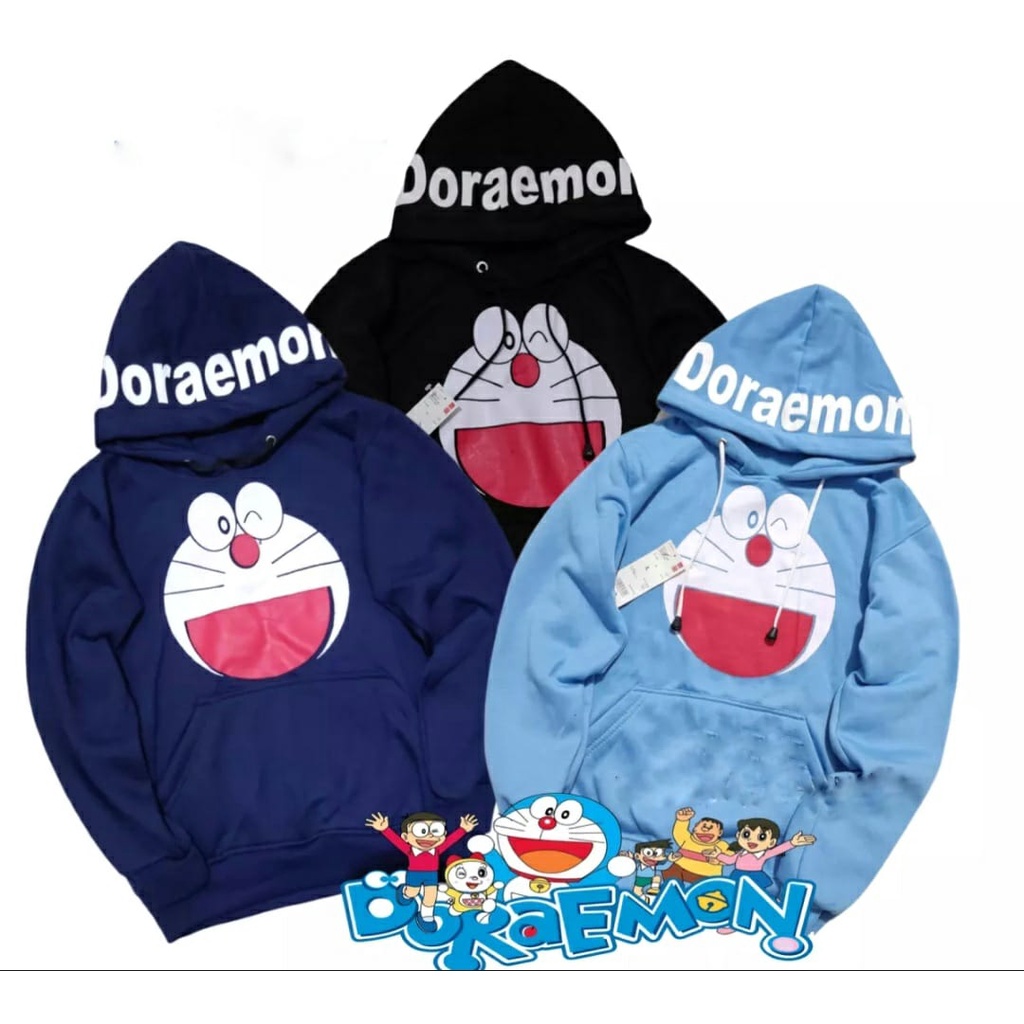 Hoodie Jaket doraemon Motif Terbaru Bahan Katun Tebal