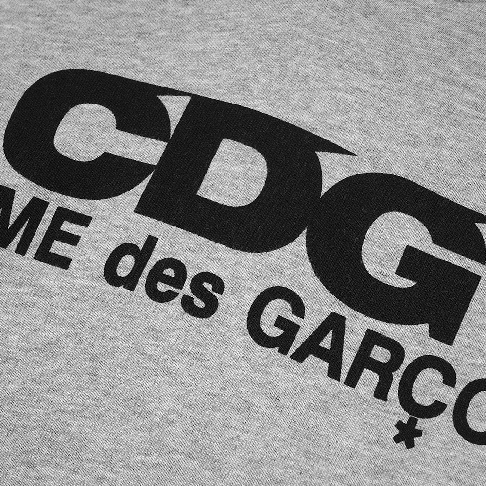 CDG Black Text Hoodie Grey