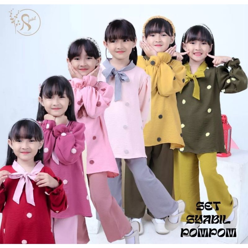 SET SYABIL POMPOM by Syabiel setelan rayon crinckle