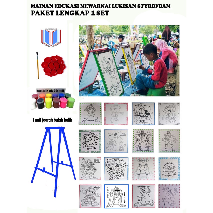 Mainan anak anak yang lagi viral mewarnai styrofoam lukis lengkap 1 set