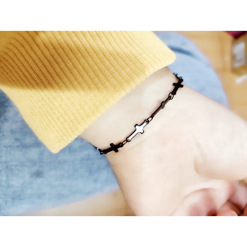 Gelang Bangle Bahan Titanium Steel Warna Hitam Ukuran 18 + 5cm Untuk Pria Dan Wanita