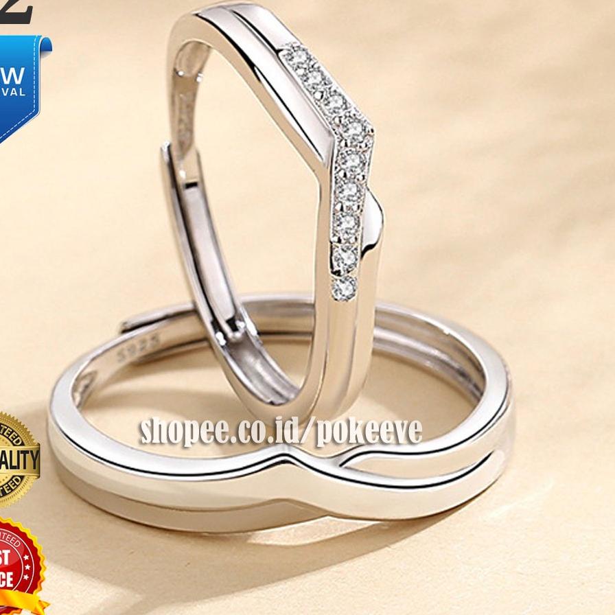 Menarik Cincin Couple Perak Tunangan/ Nikah/ Lamaran Pria/ Wanita Sterling S925 Ring