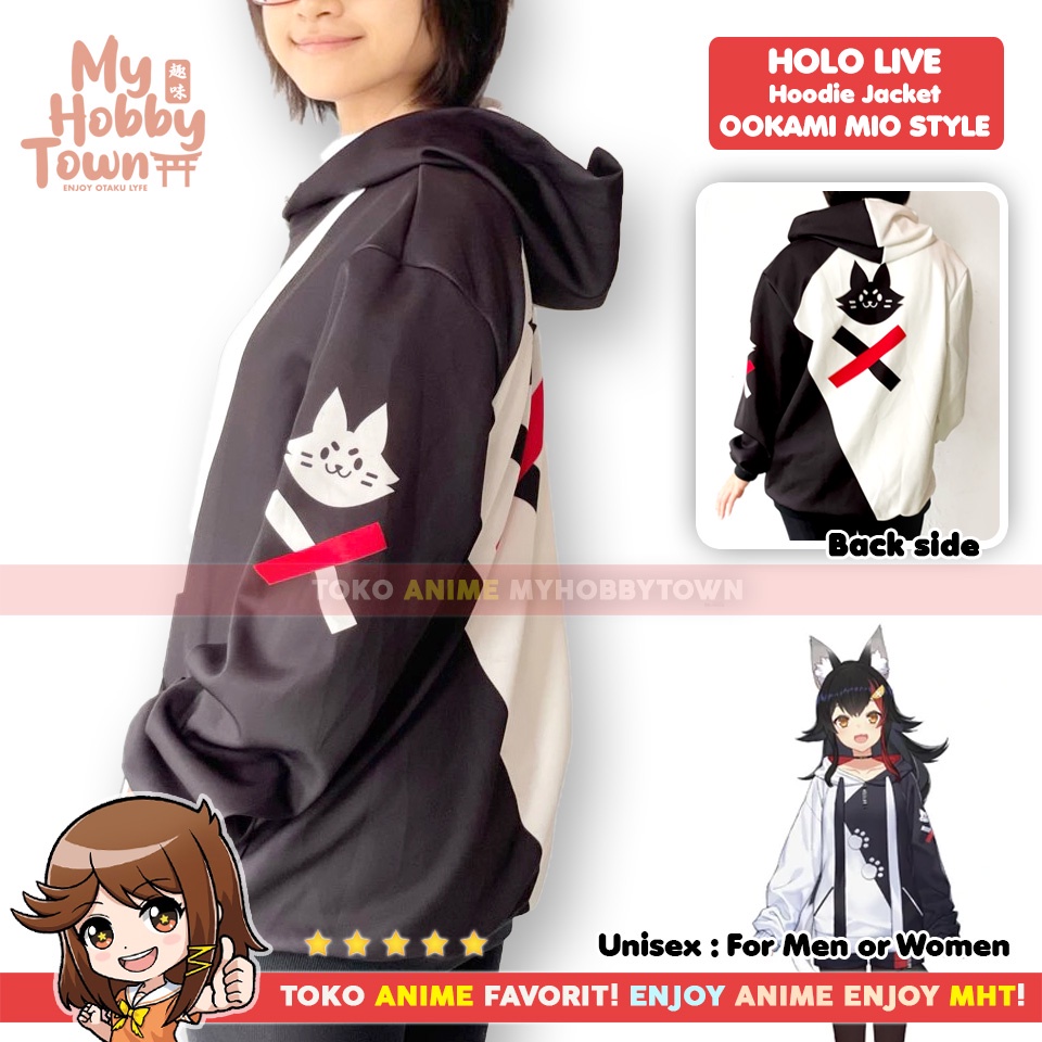 Jaket Hoodie Sweater Anime Holo Live Ookami Mio Impression Cosplay