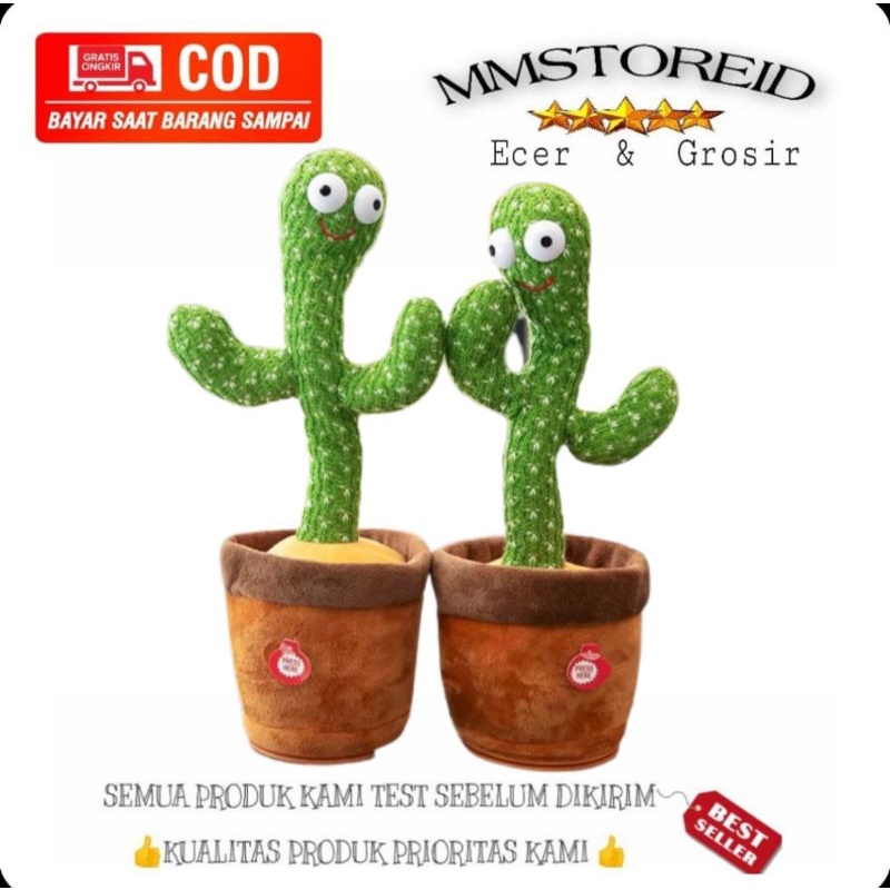 MM - Boneka kaktus goyang lampu dan bicara / boneka kaktus joget kaktus mainan anak boneka pintar bi