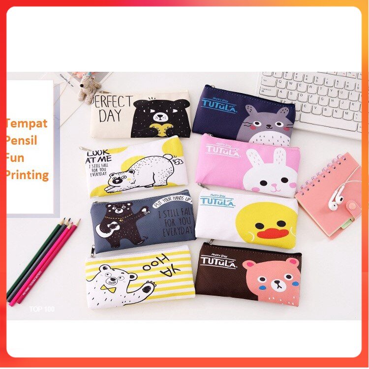 

[MDP] TEMPAT PENSIL LUCU FUN PRINTING 8 DESIGN PENCIL CASE / TEMPAT KOSMETIK CANTIK