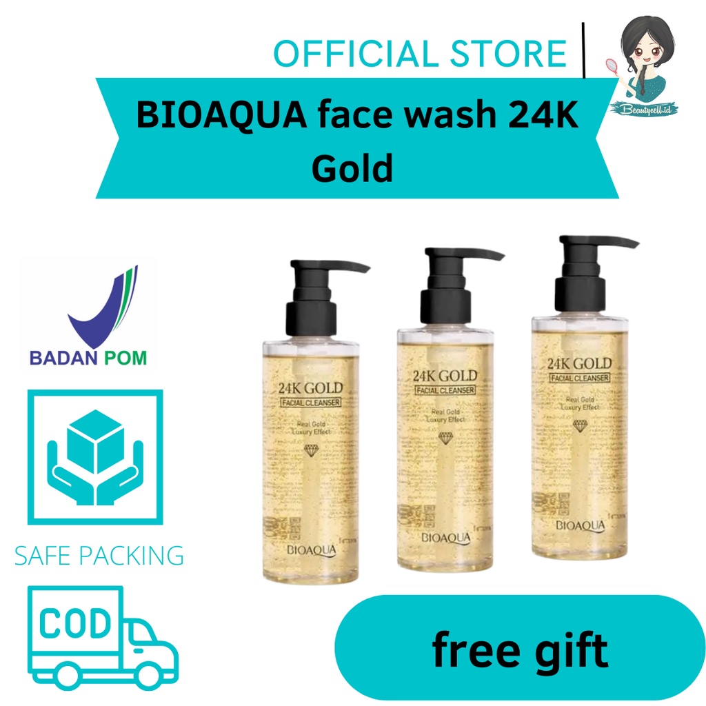 BIOAQUA face wash 24K Gold Facial Cleanser pembersih wajah 200ml