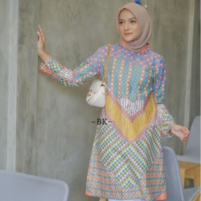 TERBARU Tunik Batik Soft Atasan Kerja Batik Modern Katun Halus M L XL XXL Jumbo