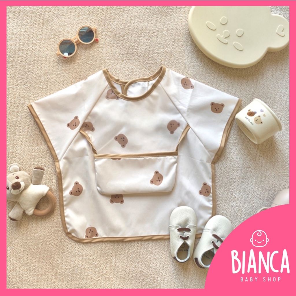 BIANCA - BEAR SERIES Bibs Anak Lengan Pendek Premium Korea Full Waterproof