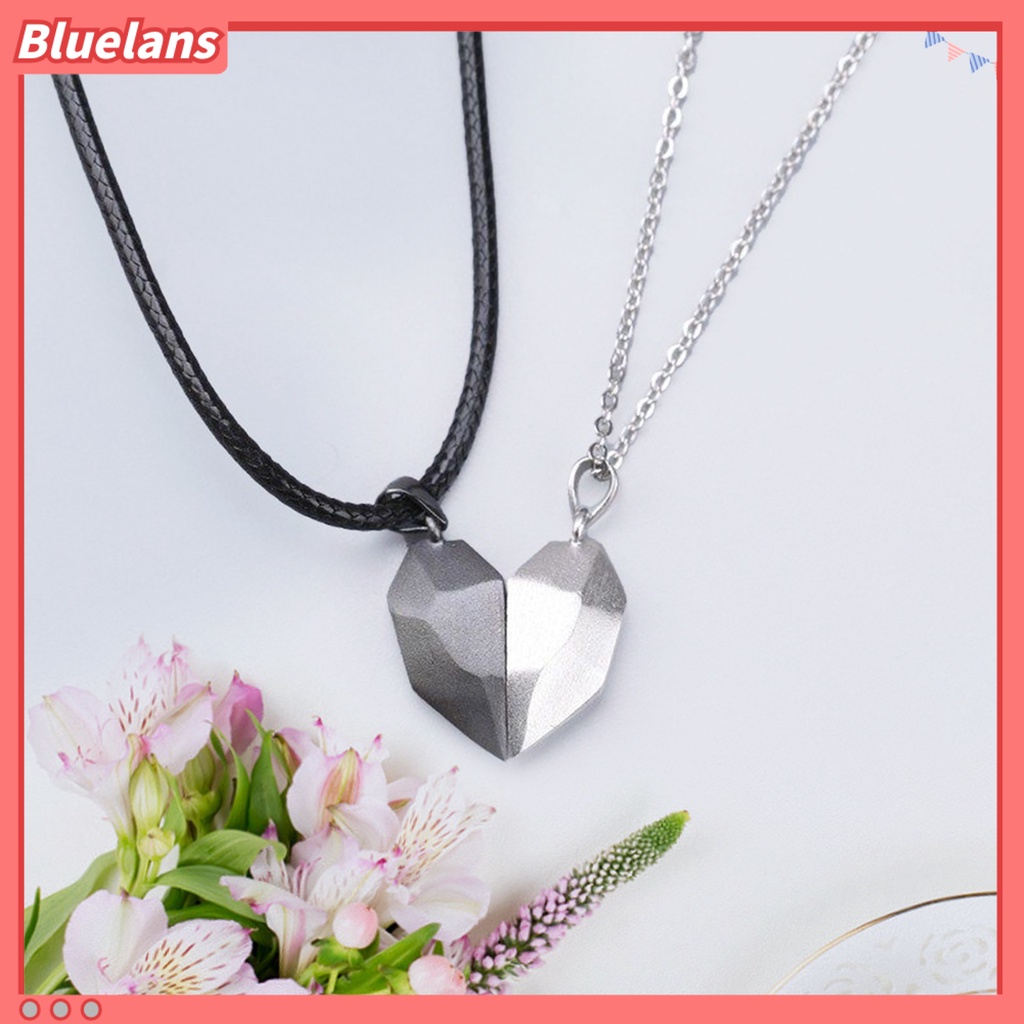 Bluelans Love Necklace Heart Shape Fine Workmanship Couple Lettering Heart Love Pendant Necklace