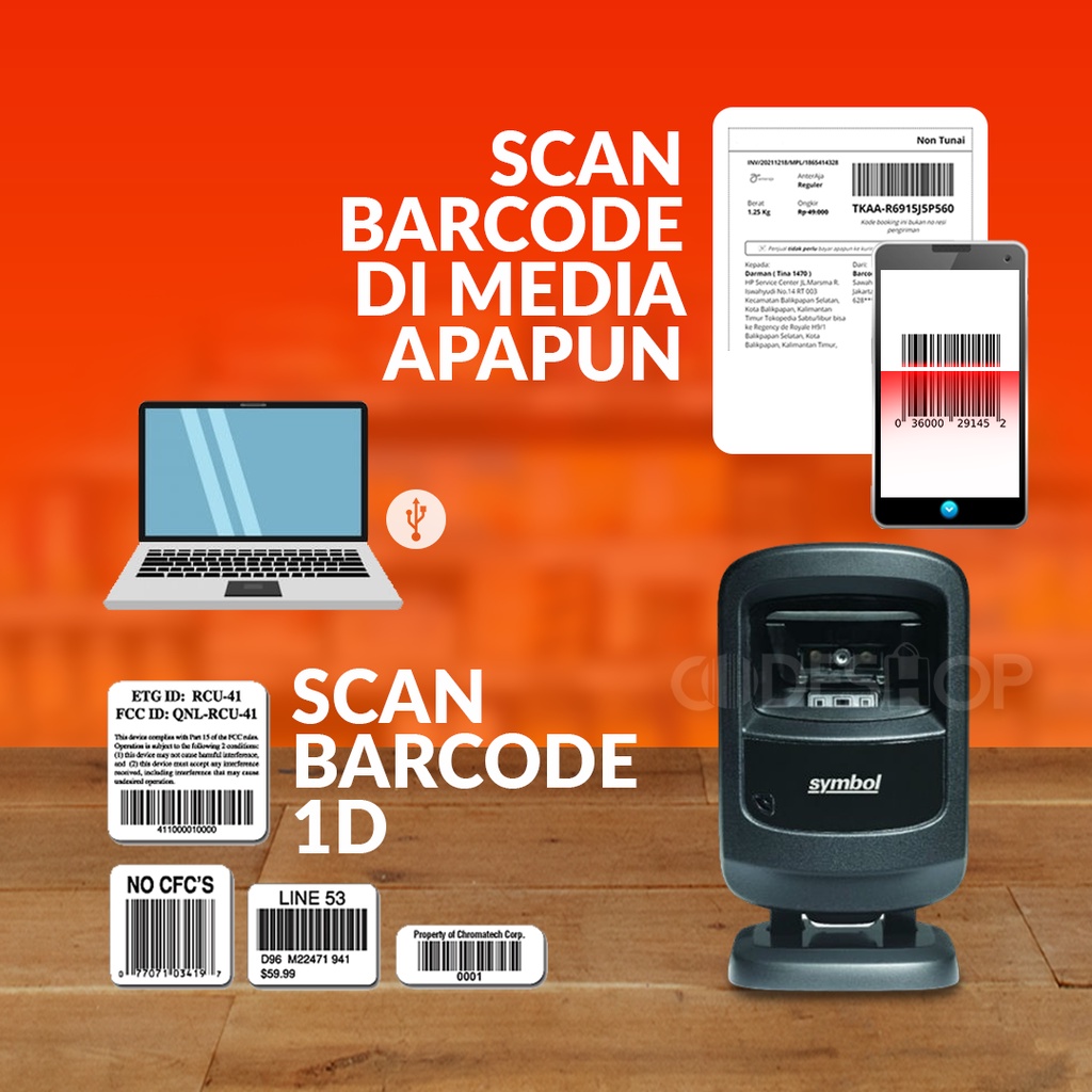 BARCODE SCANNER MOTOROLA SYMBOL DS9208 ( IMAGER SCANNER )