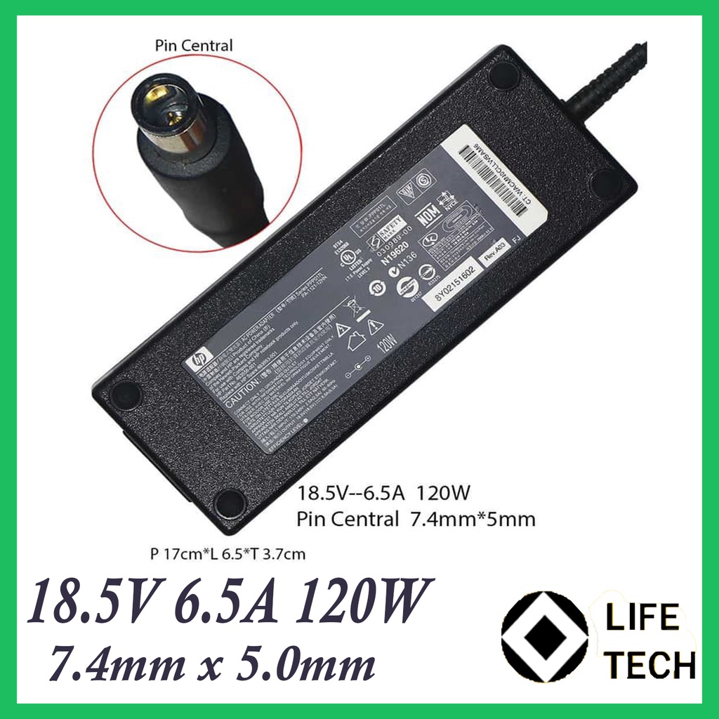 AC Adaptor Charger HP Compaq Pavilion  DV7-1000, DV7-1200, DV7-1300, DV7-1400 Series Envy  Envy 17-1000 Series 18.5V 6.5A 120W 7.4*5.0mm / PA-1121