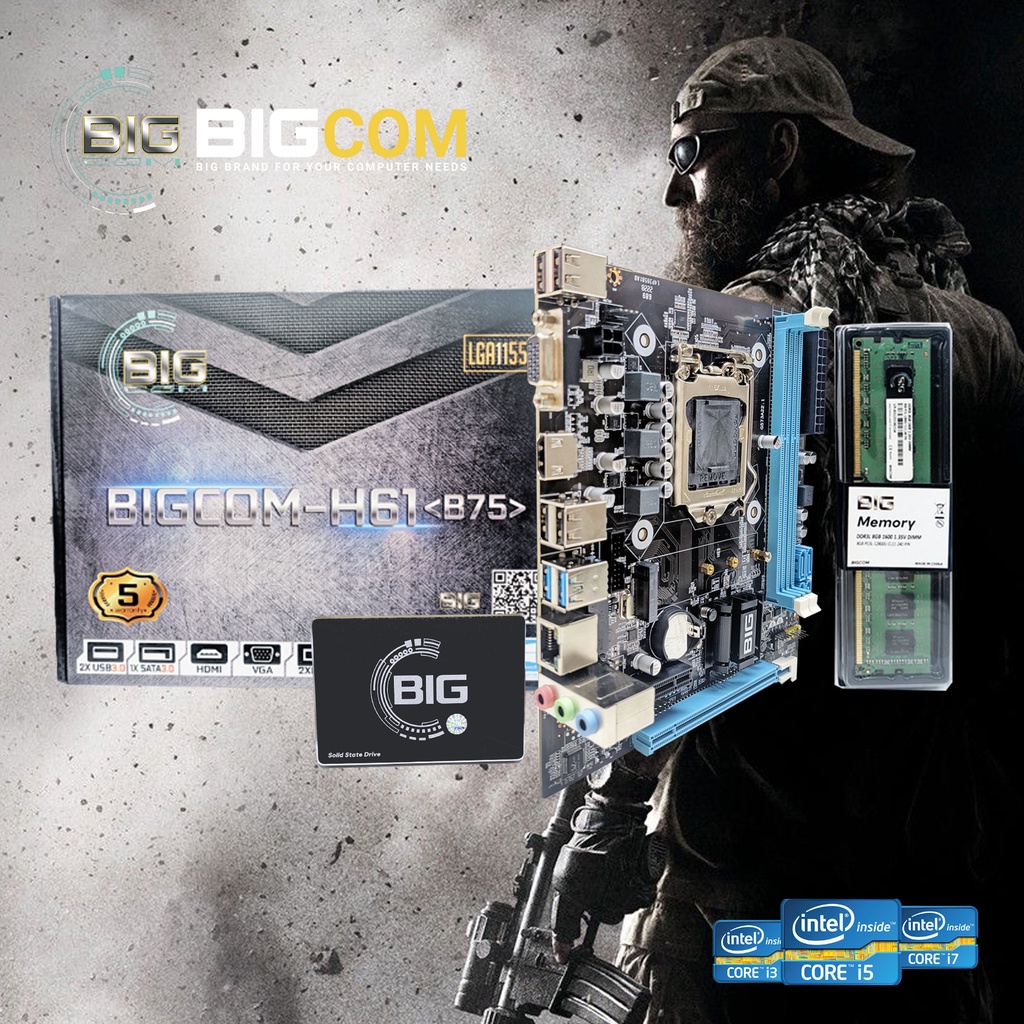 Paket Core i5 Gen 3 Ram 8Gb Ssd 128Gb ( Mobo H61 BIGCOM + Proc Core i5 3570 + Ram 8Gb BIGCOM + Ssd 128Gb BIGCOM