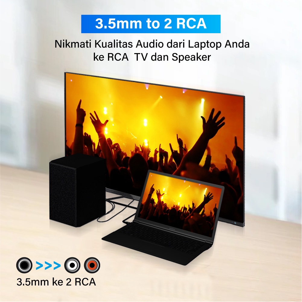 Kabel Aux Audio 3.5mm Male to 2 RCA Male Stereo HiFi 0.5M PX CO-R0105