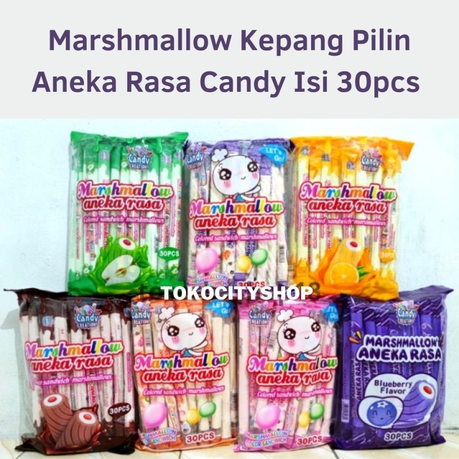 

Permen marshamallow / Marshmallow kepang Aneka Rasa Candy / Isi 30pcs