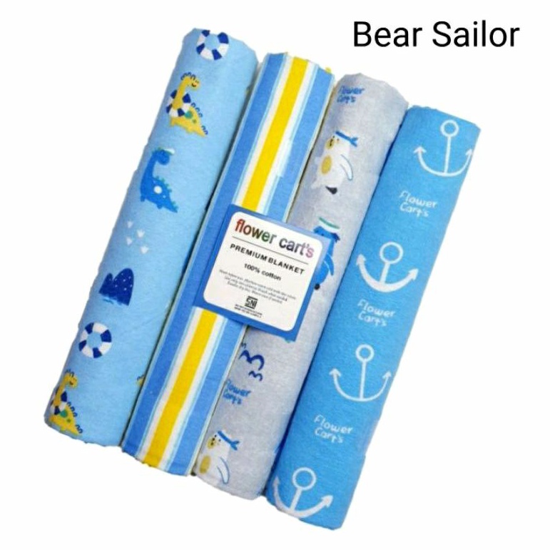 1 Pack isi 4 Bedong Bayi Jumbo Flower Cart's Premium 102 x76 Cm Bedong Planel Lembut Bedong Selimut Flanel Bayi