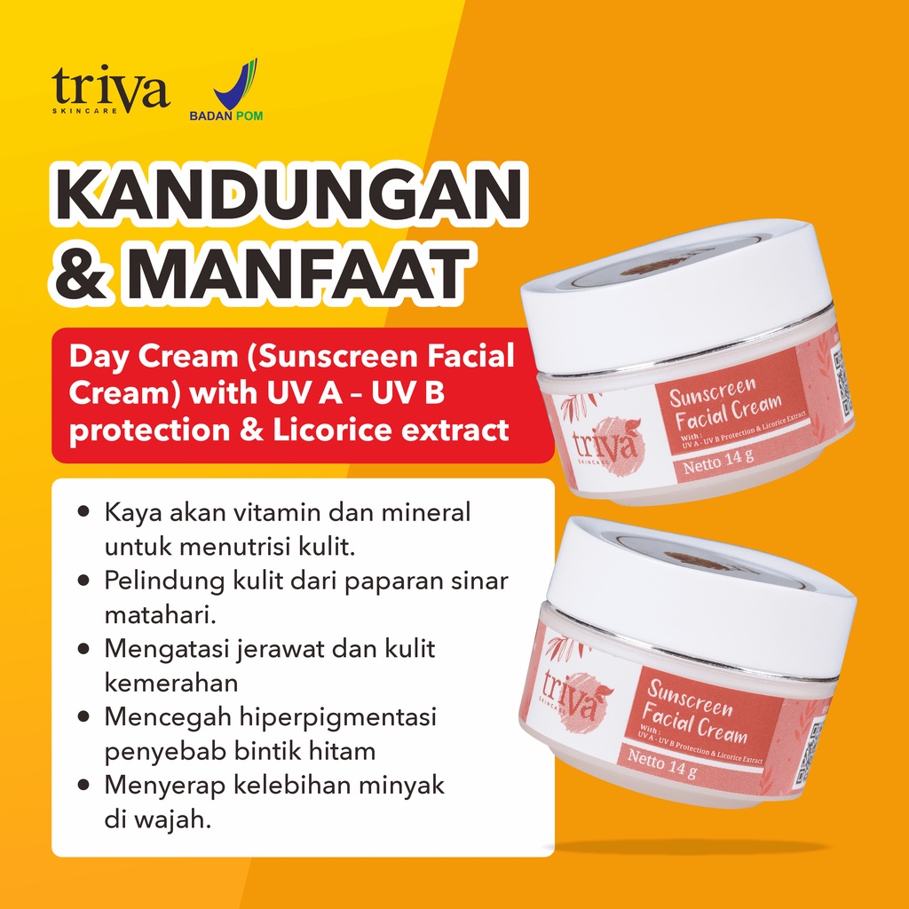 Day Cream triva skincare mengatasi jerawat dan kulit kemerahan menyerap kelebihan minyak di wajah
