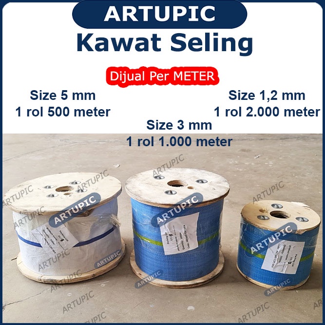 Kawat Seling 6 mm Galvanise Benang | Kawat Selling Sling Baja Galvanise Wire Rope 6mm
