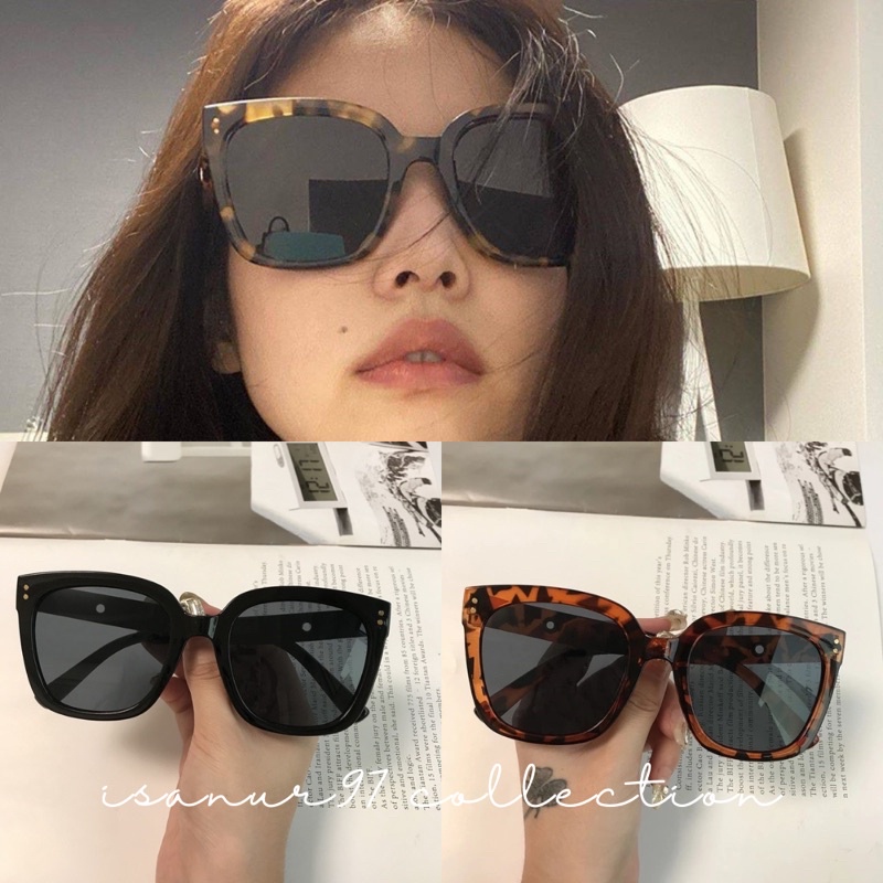 𝗜𝗦𝗔𝗡𝗨𝗥𝟵𝟳 Kacamata Kotak Korean Fashion Kacamata Hitam Leopard Trendy Frame Tebal