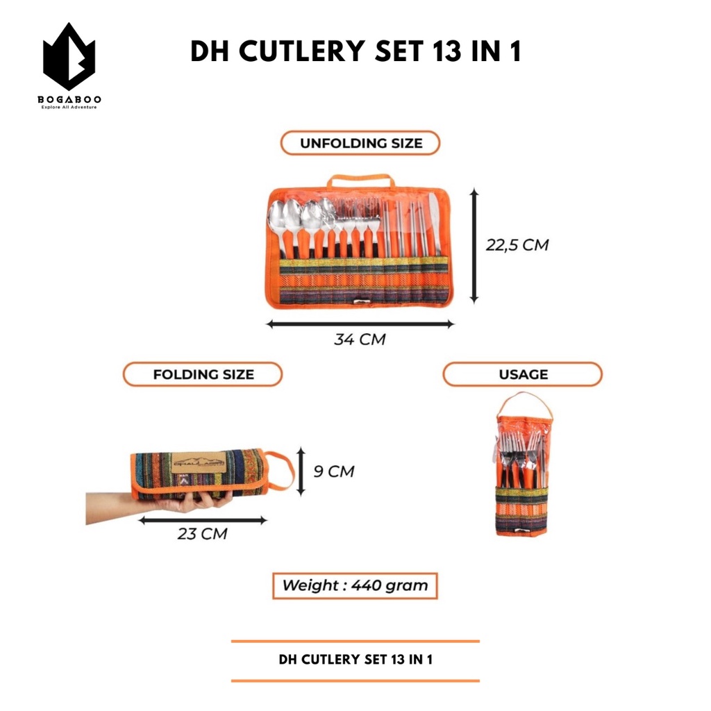 Bisa COD Dhaulagiri CUTLERY SET 13 IN 1- Alat Makan Set Camping Hiking Outdoor Ultralight- Alat Masak Camping