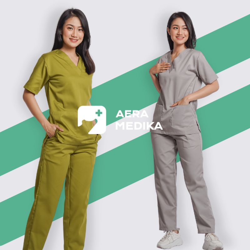 Jual Ed23qa Set Baju Jaga Ok Perawat Dokter Scrub Medis Seragam