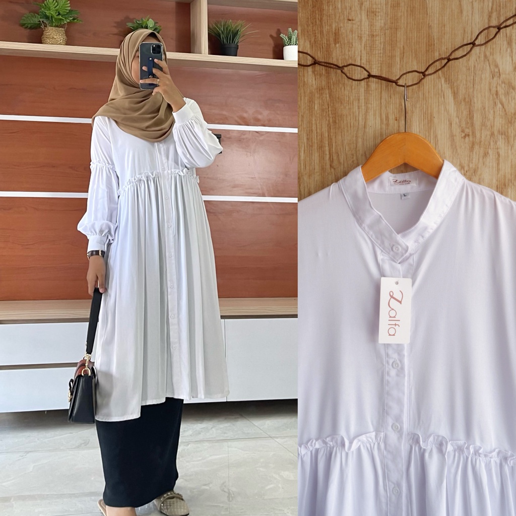 ORIGINAL ANGGUN TUNIK BY ZALFA OUTFIT / BAJU ATASAN WANITA MUSLIM TUNIK BASIC POLOS RAYON TWILL