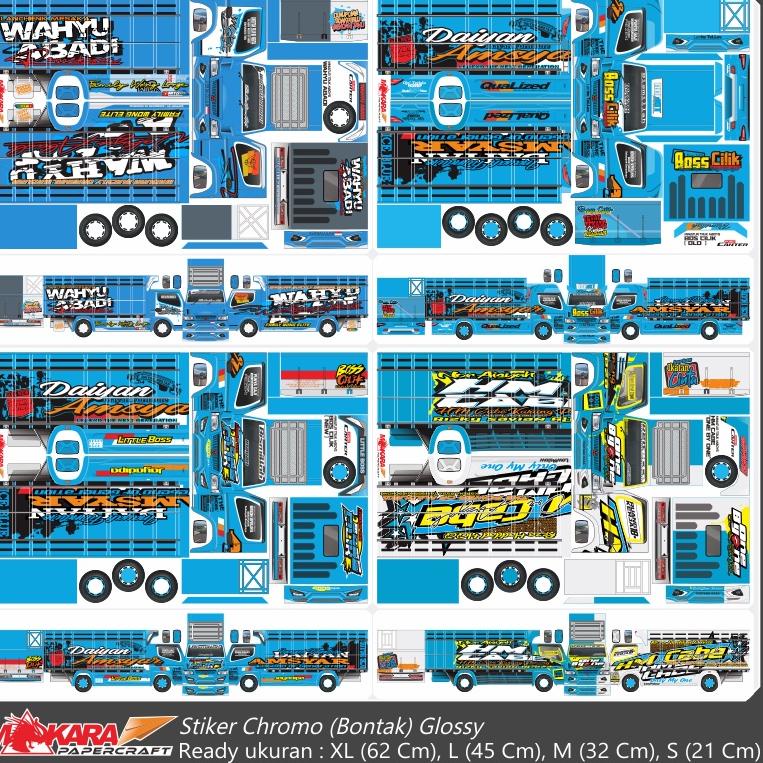 {TRL.18Oc22т} Pola sticker miniatur truk mboys / truk oleng ukuran XL (panjang 62 cm)_Madura Asyik, 