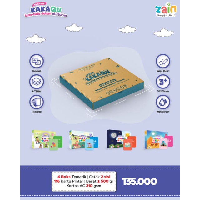Flash card Kakaqu 4 pack flashcard Mengenal Kata kata dalam Al Qur'an Tema Kata Benda Lawan Kata Kat