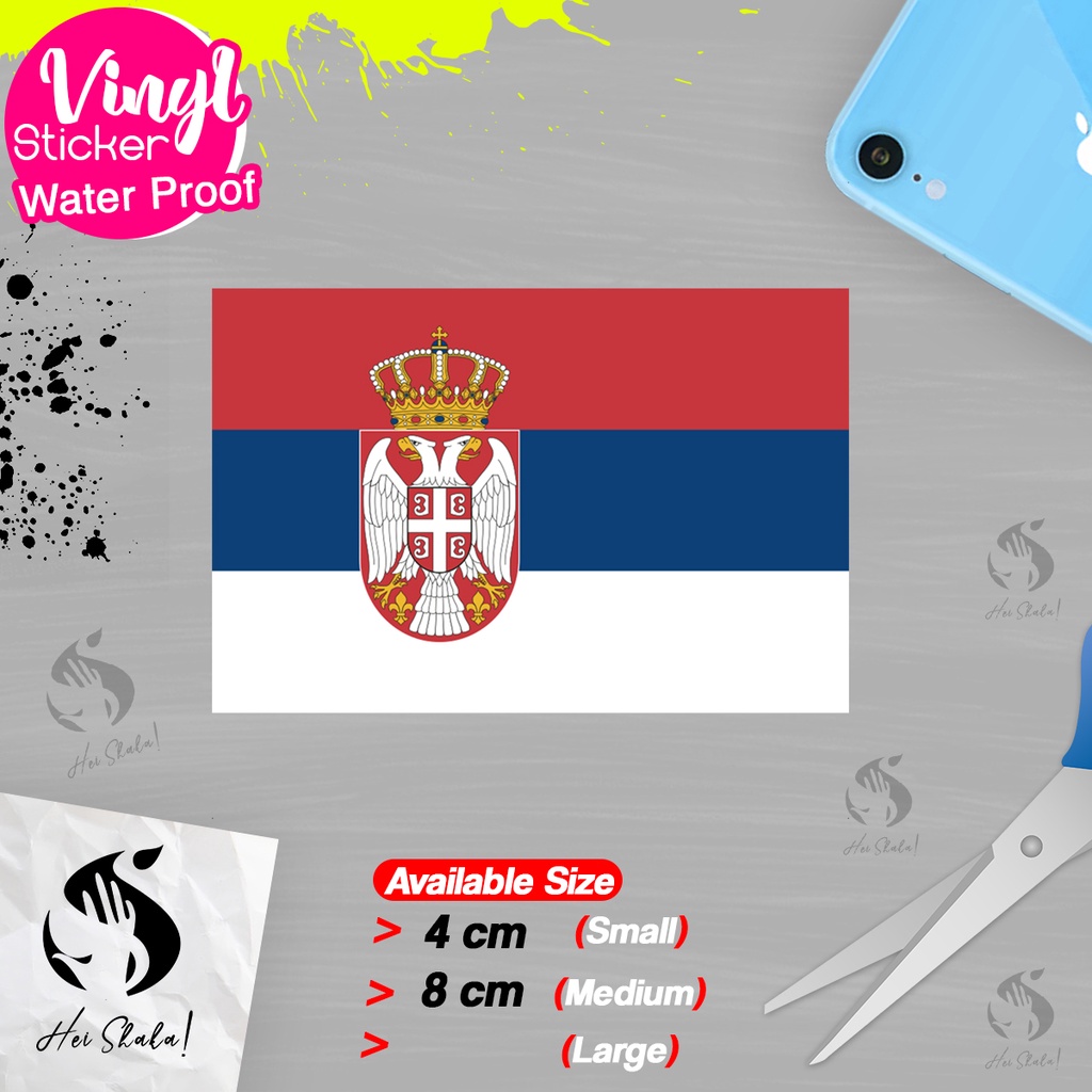 

Stiker Serbia Sticker Vinyl Satuaan Motif Bendera Negara Dunia Bahan Anti Air