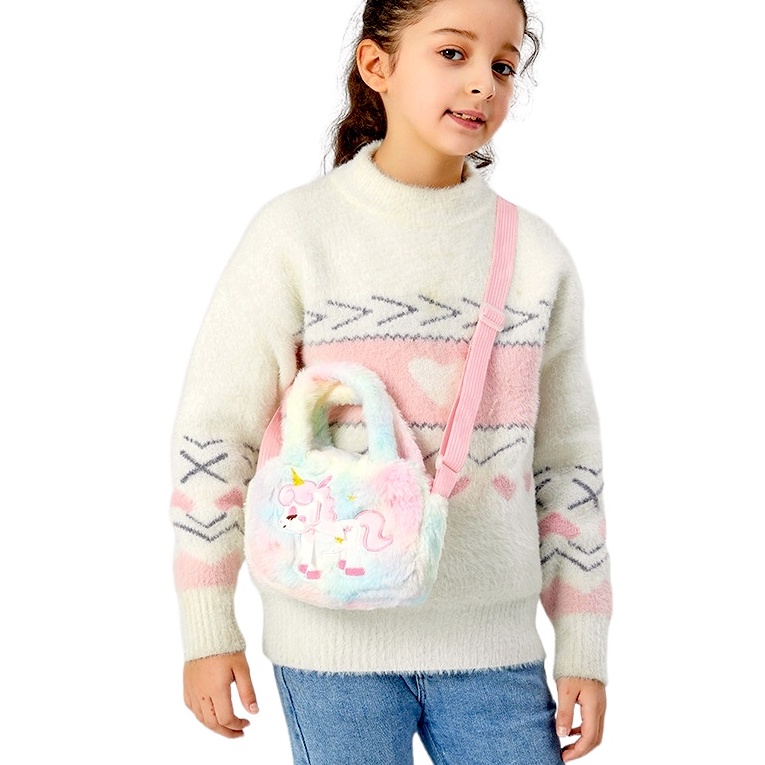 Tas unicorn bulu Sling bag unicorn fluffly tas selempang anak perempuan kado ultah anak