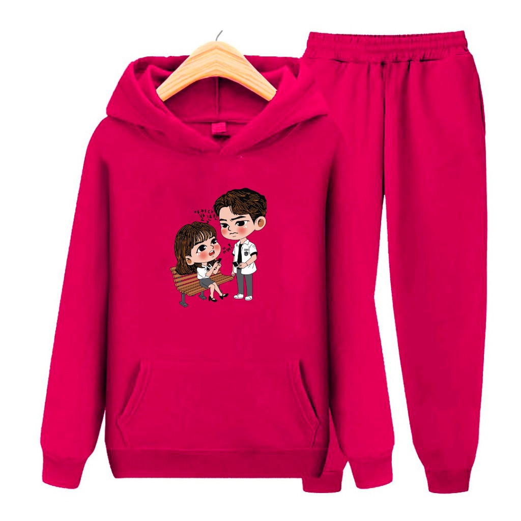 Setelan Anak Sweater Hoodie School Couple Size S,M,XL /Jaket hoodie topi anak/oneset