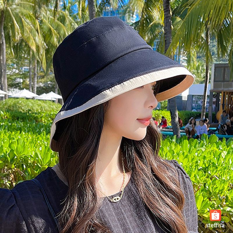 BUCKET HAT PITA SAMPING | topi wanita dewasa stylish cantik impor premium gaya Korea outdoor summer holiday ready stok cod