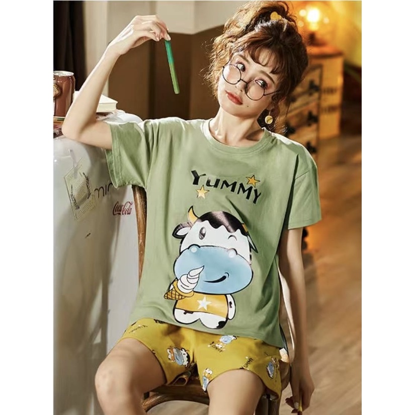 baju tidur piyama hotpant wanita bahan kaos premium import