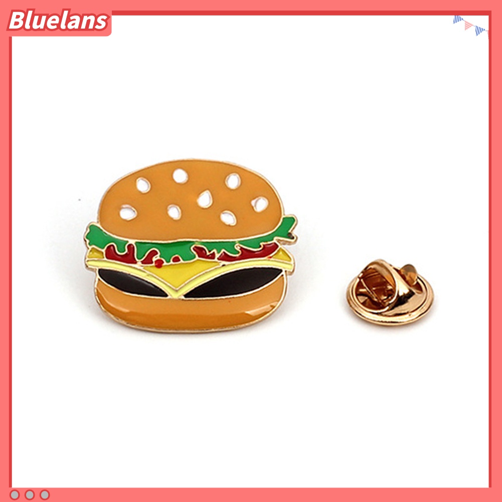 3pcs / Set Bros Pin Enamel Desain Kartun Pizza Hot Dog Burger Untuk Wanita