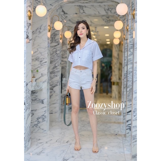 ATASAN KEMEJA ZOOZY MODEL CROP KANTONG 2 IMPORT BANGKOK (BJZY329)