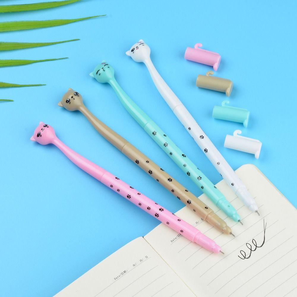 Mxbeauty Siswa Pena Netral Profesional Tahan Lama Kartun Alat Tulis Sekolah Menulis Pasokan Kucing Berkaki Tinggi Hitam 0.5 mm Rol Cepat Kering Ball Point Pen