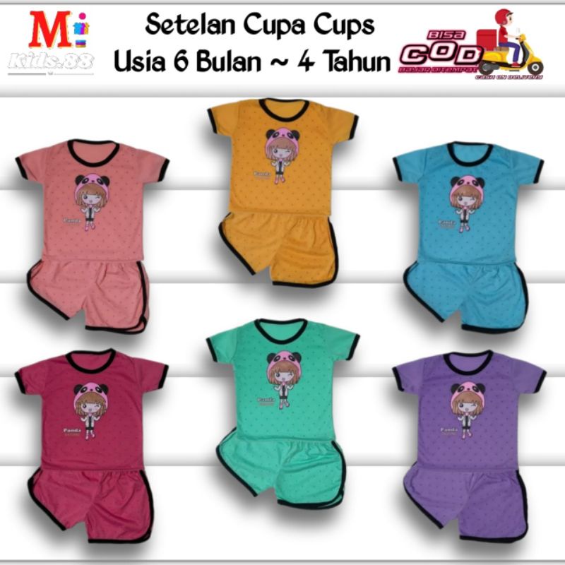 setelan anak playset/CUPA CUPS setelan baju anak perempuan/NEW PANDA YIKATONG/size S,M,L,XL,XXL buat usia 6bln-4tahun