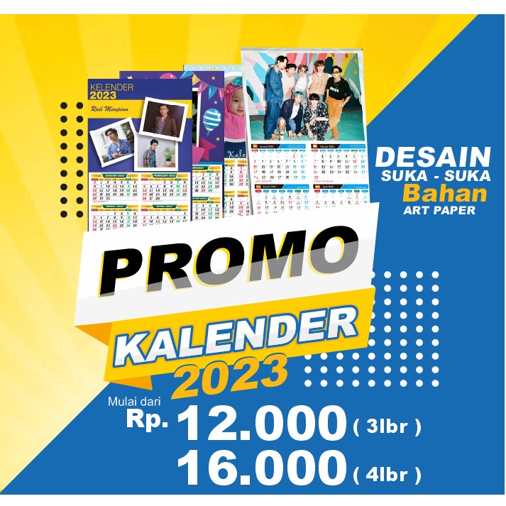 

Kalender 2023 Isi 2 Lembar, 3 Lembar, 4 Lembar, 6 Lembar dan 12 Lembar
