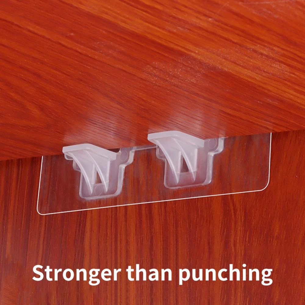 Punch Free Triangle Bracket Penyangga Lemari Perekat Pasak Clapboard Hook Strong Holder Heavy Duty Shelf Support Rak Lemari Dinding Rak Ambalan