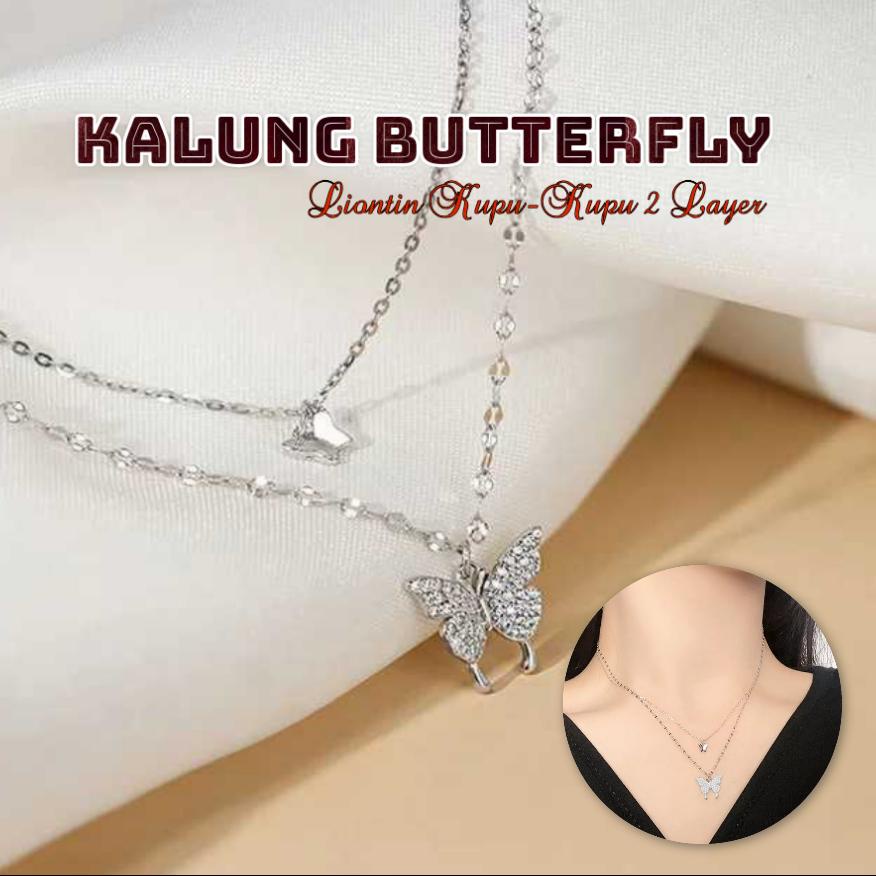 AZ KALUNG KUPU KUPU GAYA KOREA / LIONTIN BUTTERFLY 2 LAYER