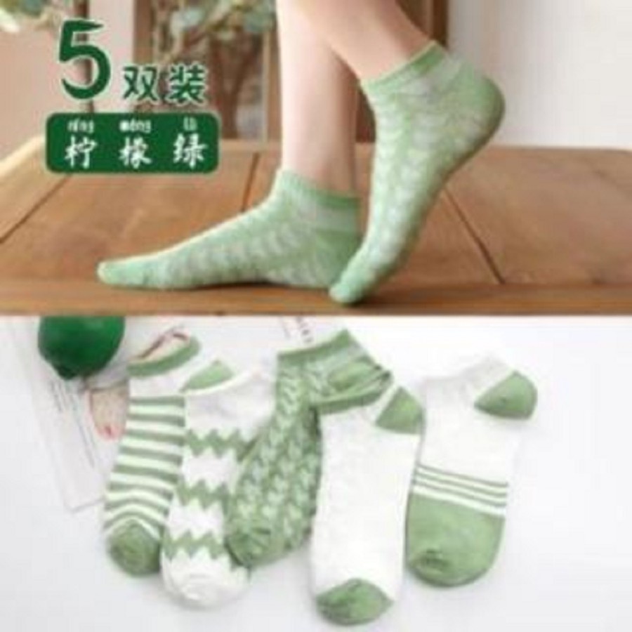 EM Kaos Kaki Pendek WanitA Style Motif Lemon Hijau