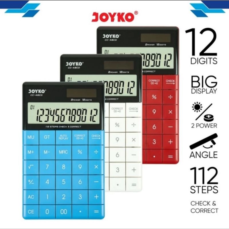 Kalkulator JOYKO CC 48CO - Calculator Check &amp; Correct 12 Digit (Bisa Cek Ulang)