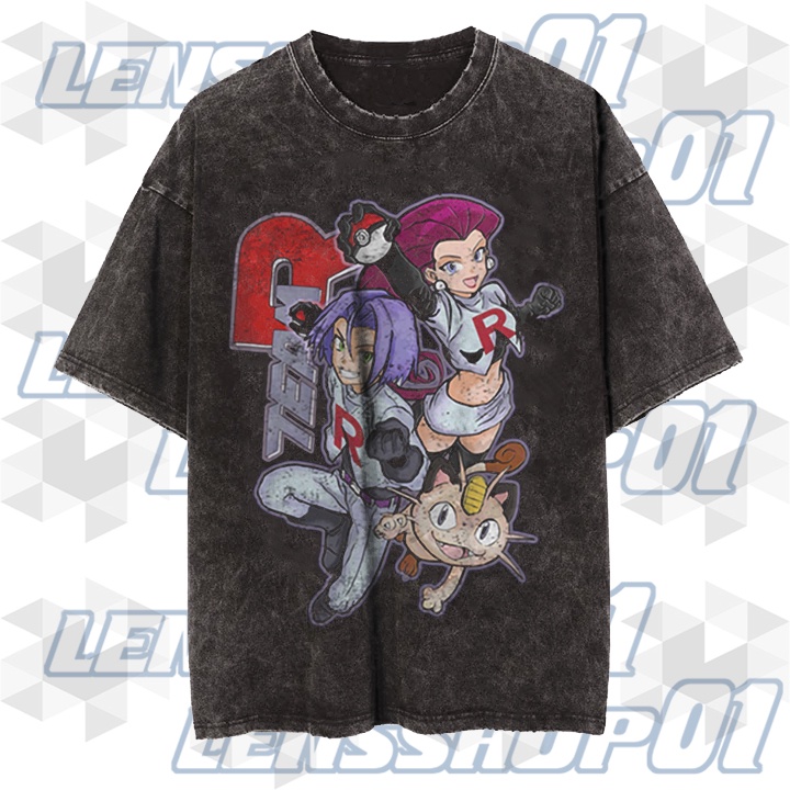 Kaos Vintage Style TEAM Rocket POKEMON Premium Unisex Anime Tshirt