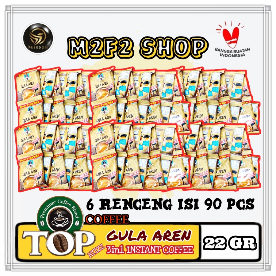 

TOP Premium Coffee Blend Gula Aren Hitzz 3in1 Kopi Instant - 22 gr (Kemasan 6 Renceng)
