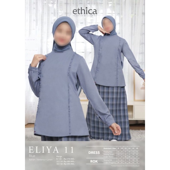 Ethica Eliya 11 Warna Blue Bahan Valdena+Linen